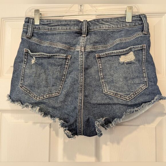 SO Shortie Jean Shorts Distressed Women 11/30W Stretch Super High Rise Cut Off - Picture 4 of 6